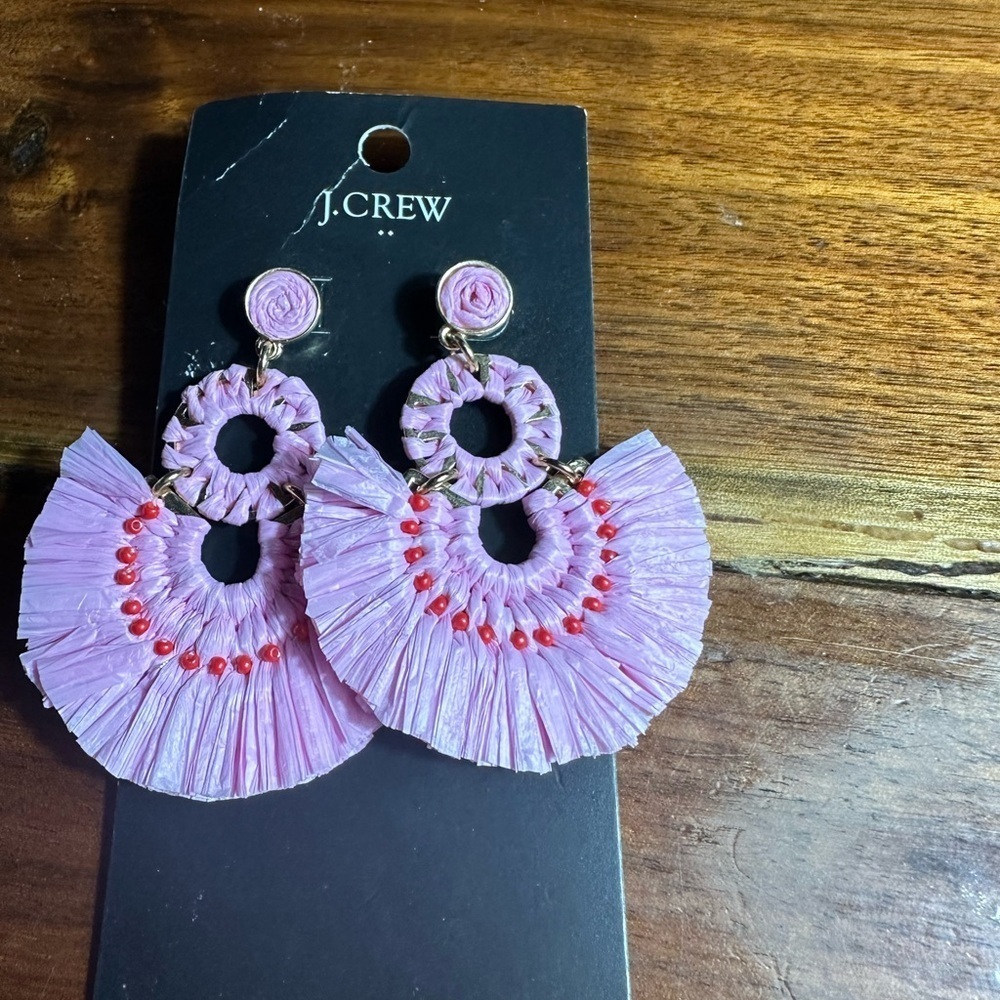 J. Crew pink raffia Earrings